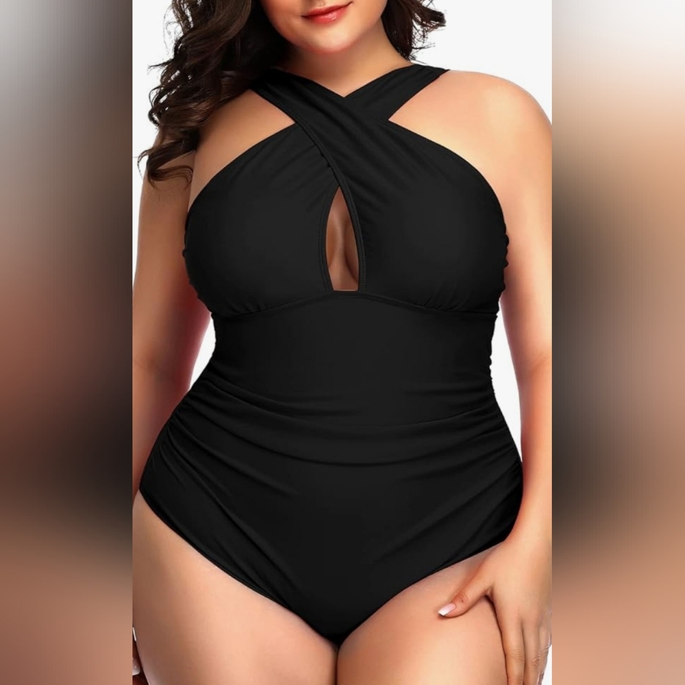 Daci Women's Front Cross, Plus Size, One Piece Swimsuit